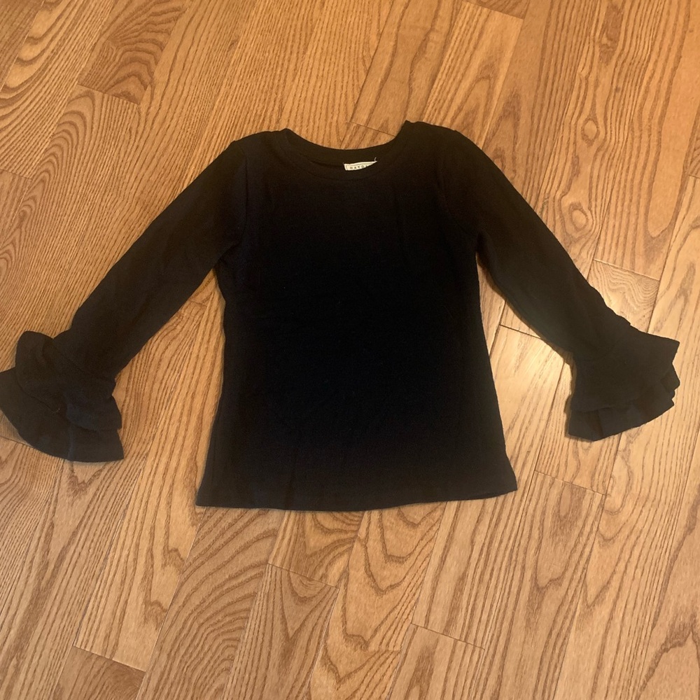 Girls Double Ruffle Long Sleeve Knit Top - Picture 2 of 4